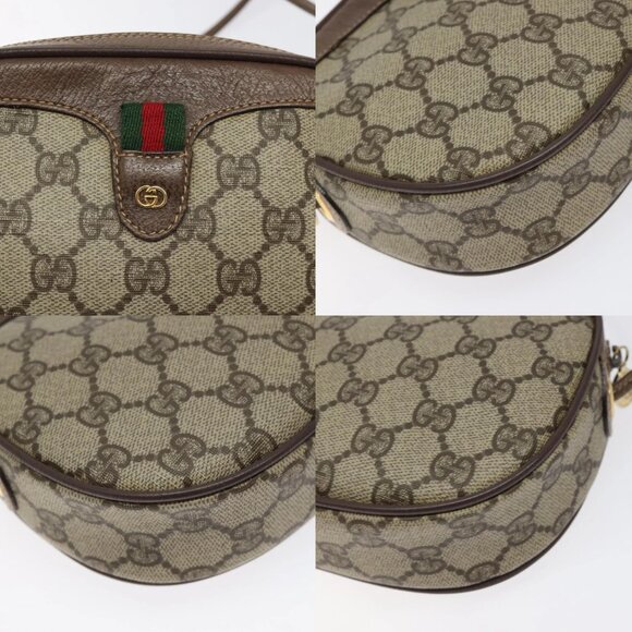GUCCI GG Supreme Web Sherry Line Shoulder Bag PVC Beige 007 754 6112 Auth - Picture 14 of 15